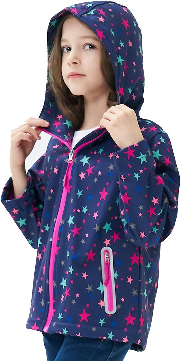 MGEOY Kids Rain Jacket, Waterproof Lightweight Hooded Windbreaker for Boys Girls 4-16Y