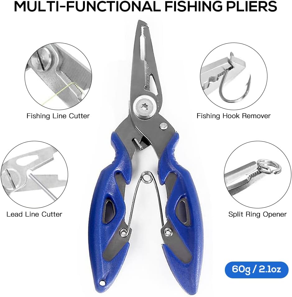 263pcs Fishing Accessories Set with Tackle Box Including Plier Jig Hooks Sinker Weight Swivels Snaps Sinker Slides