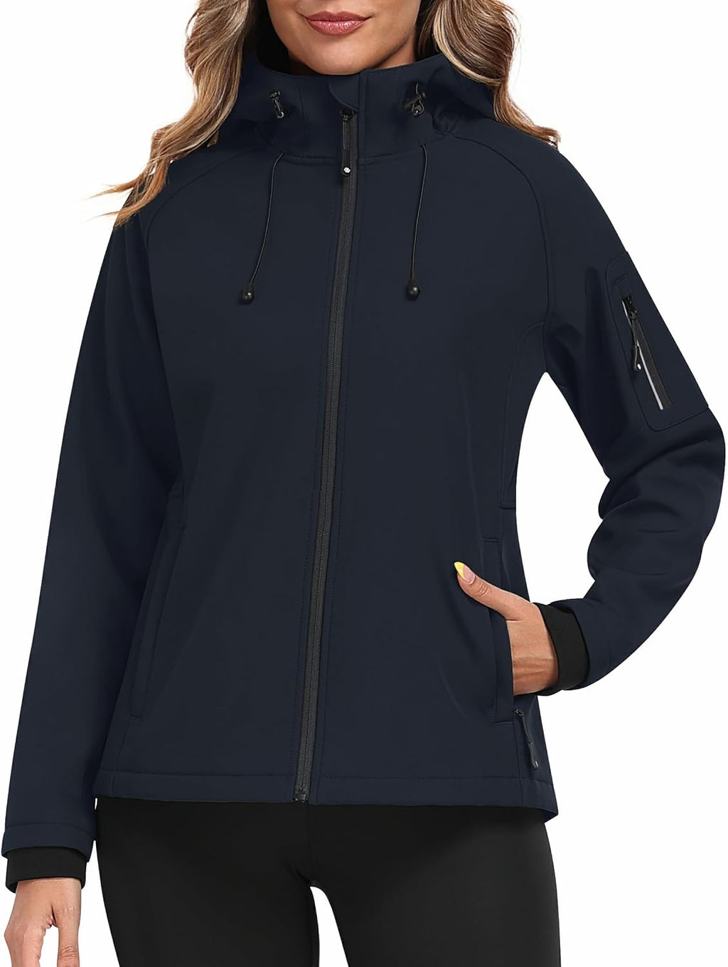 MoFiz Women's Softshell Jacket Waterproof Hooded Fleece Lined Rain Coat