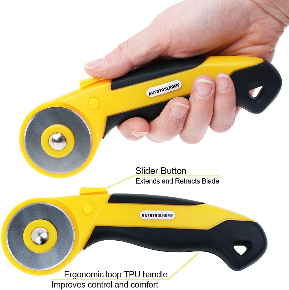 45mm Rotary Cutter for Fabric, w/ 10 Replacement Rotary Blades