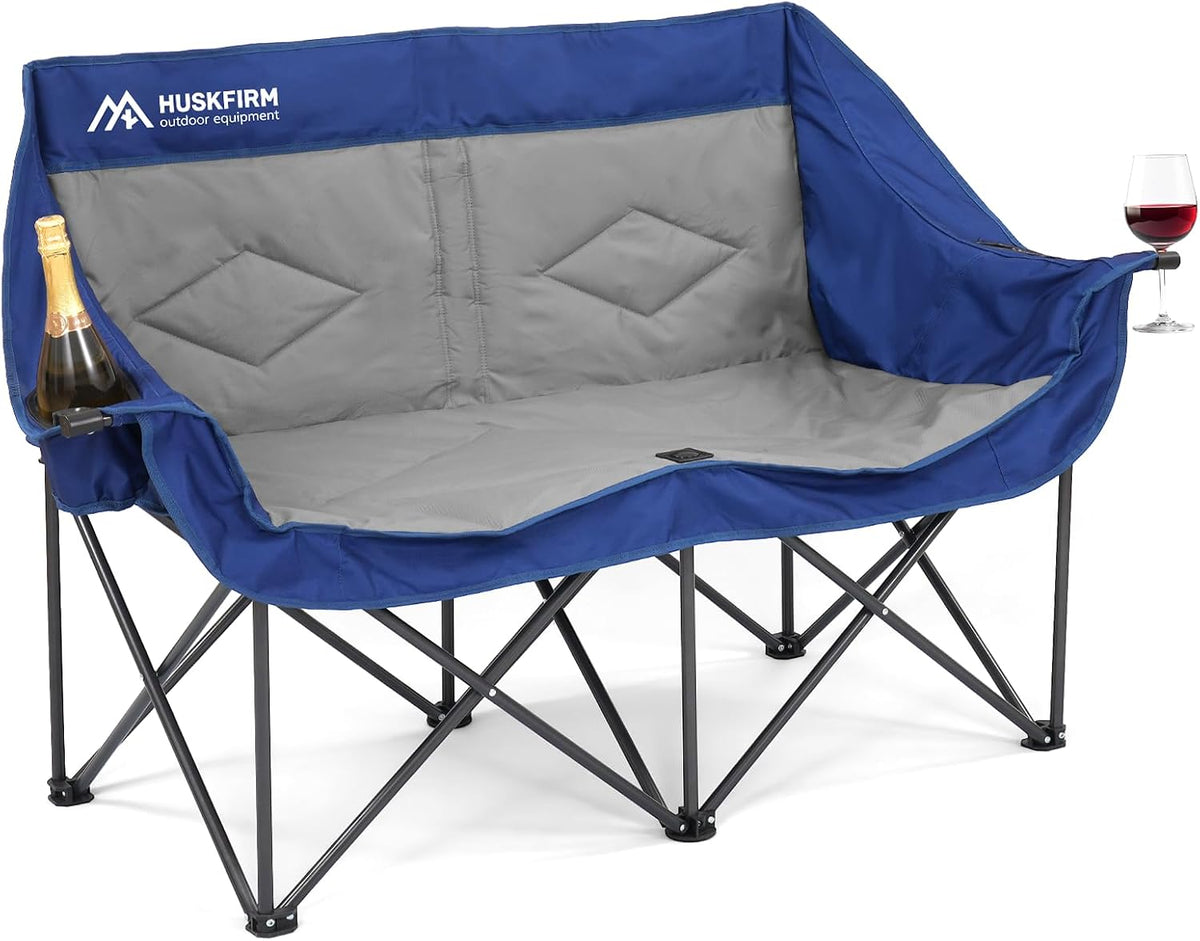 Oversized Double Camping Chairs for Adults, 2 Person Camping Chair, Blue