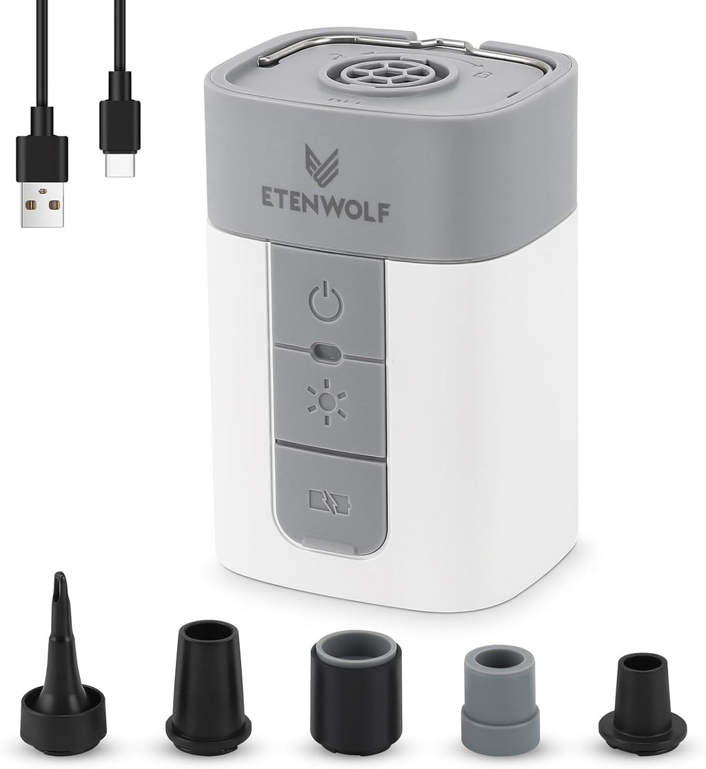 ETENWOLF Air Pump for Inflatables with 10400 mAh Battery & Camping Light