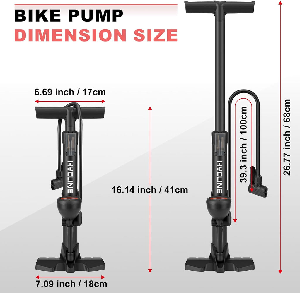 Hycline Bicycle Pump Durable Bike Floor Pump with Auto Dual Valve