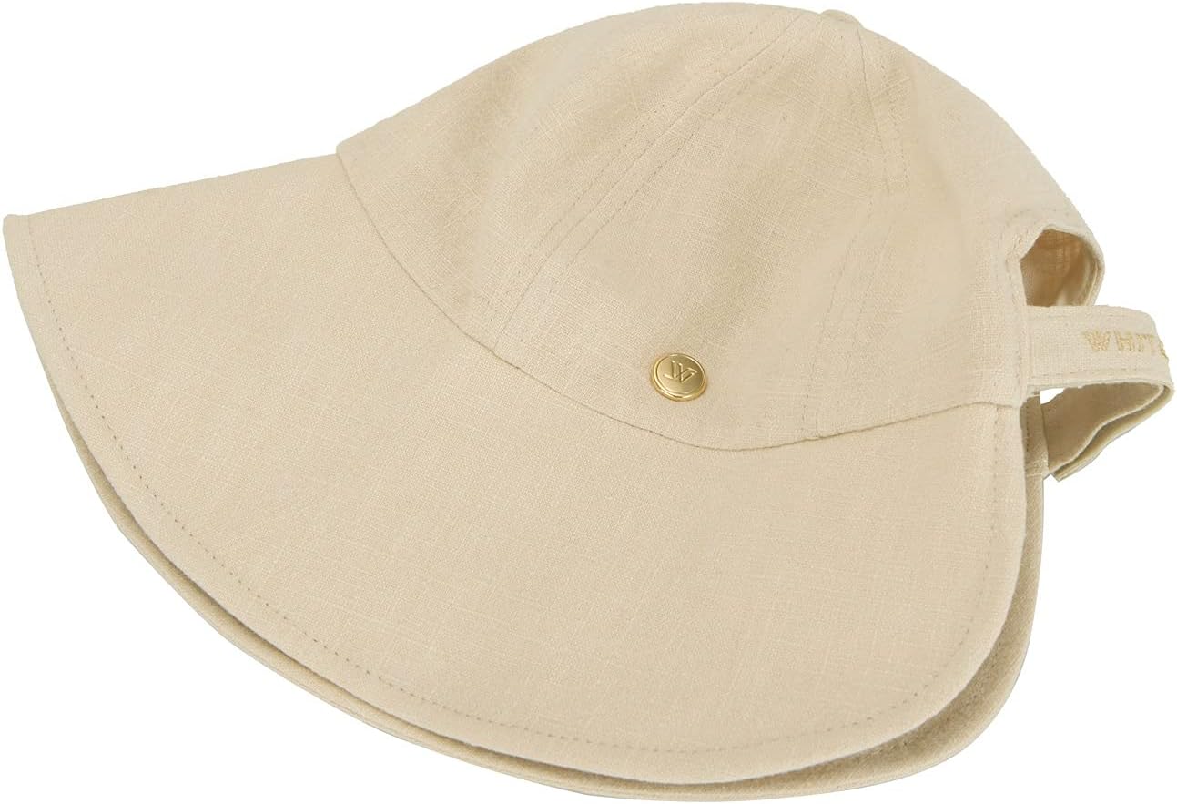 WHITE SANDS MOJA Linen Blend Victorian Bonnet Hat Sun Cap, Foldable Summer Visor | NEW Katy