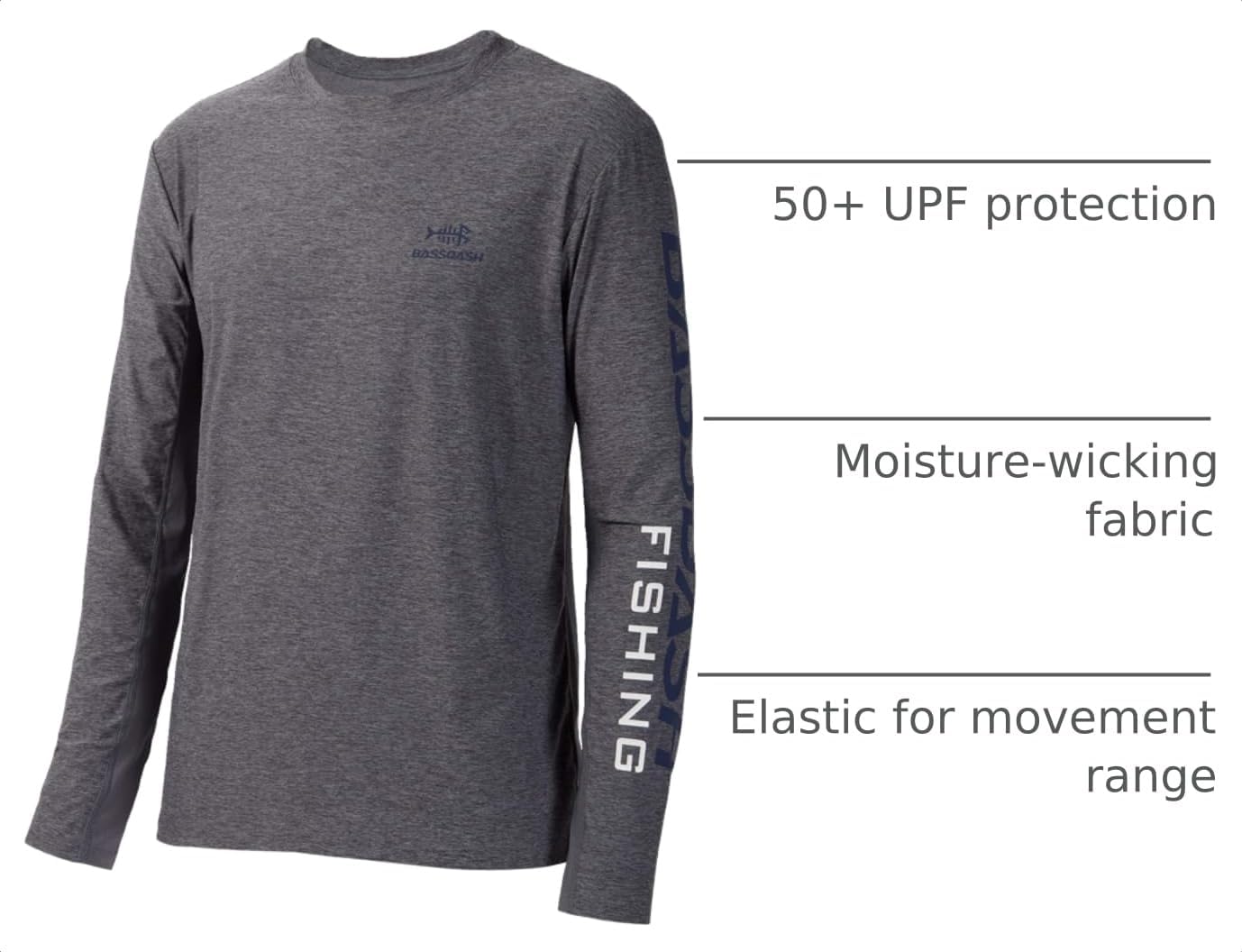 BASSDASH Fishing T Shirts for Men UV Sun Protection UPF 50+ Long Sleeve Tee T-Shirt