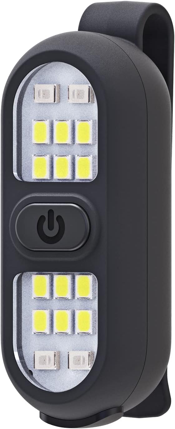 2 Pack Clip on Flashlights, Running Light for Runners Rechargeable Safety Lights for Walking at Night Hands Free Flashlight Portable LED Work Light Warning Flashing Camping Hiking Walking Dog Black