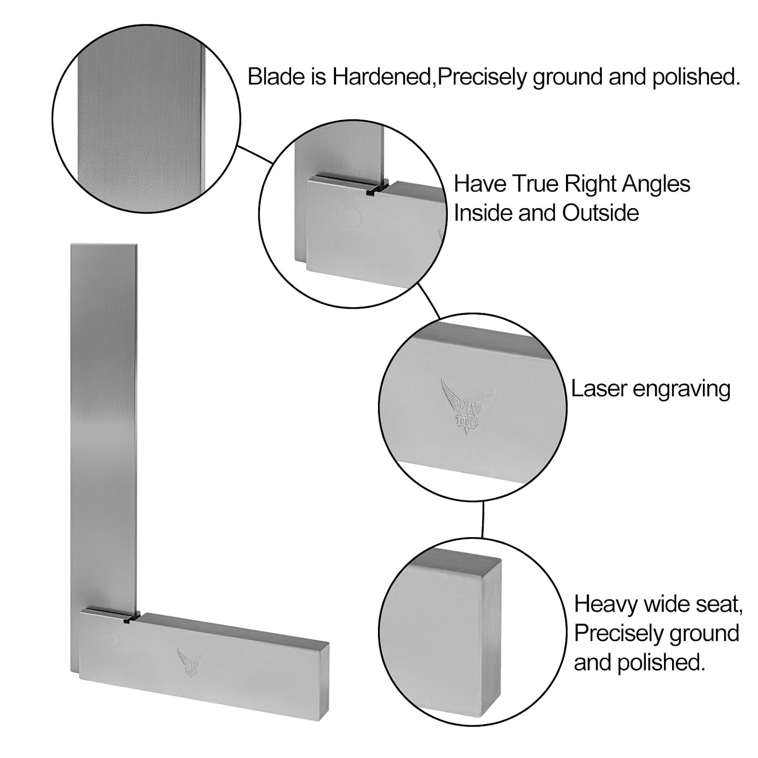 PEC Tools Machinist Square, 2" x 1-1/2", 90 Degree Right Angle Steel