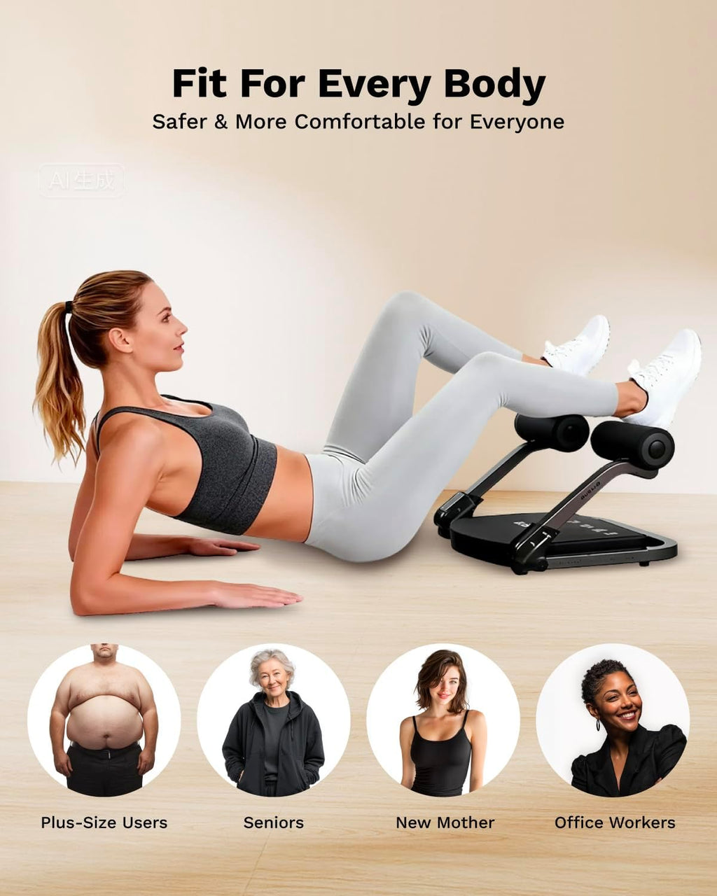 AIRHOP Ab Machine 4-Speed Auto Rebound Sit Up Abdominal Trainer Home Gym