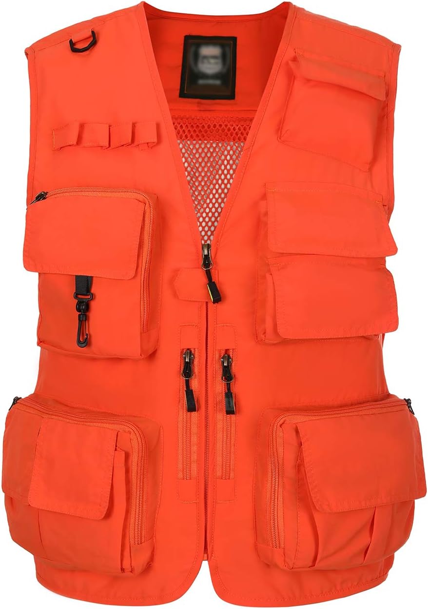Hbufnha Outdoor Fishing Hunting Vest Multi Pockets Work Cargo Jacket