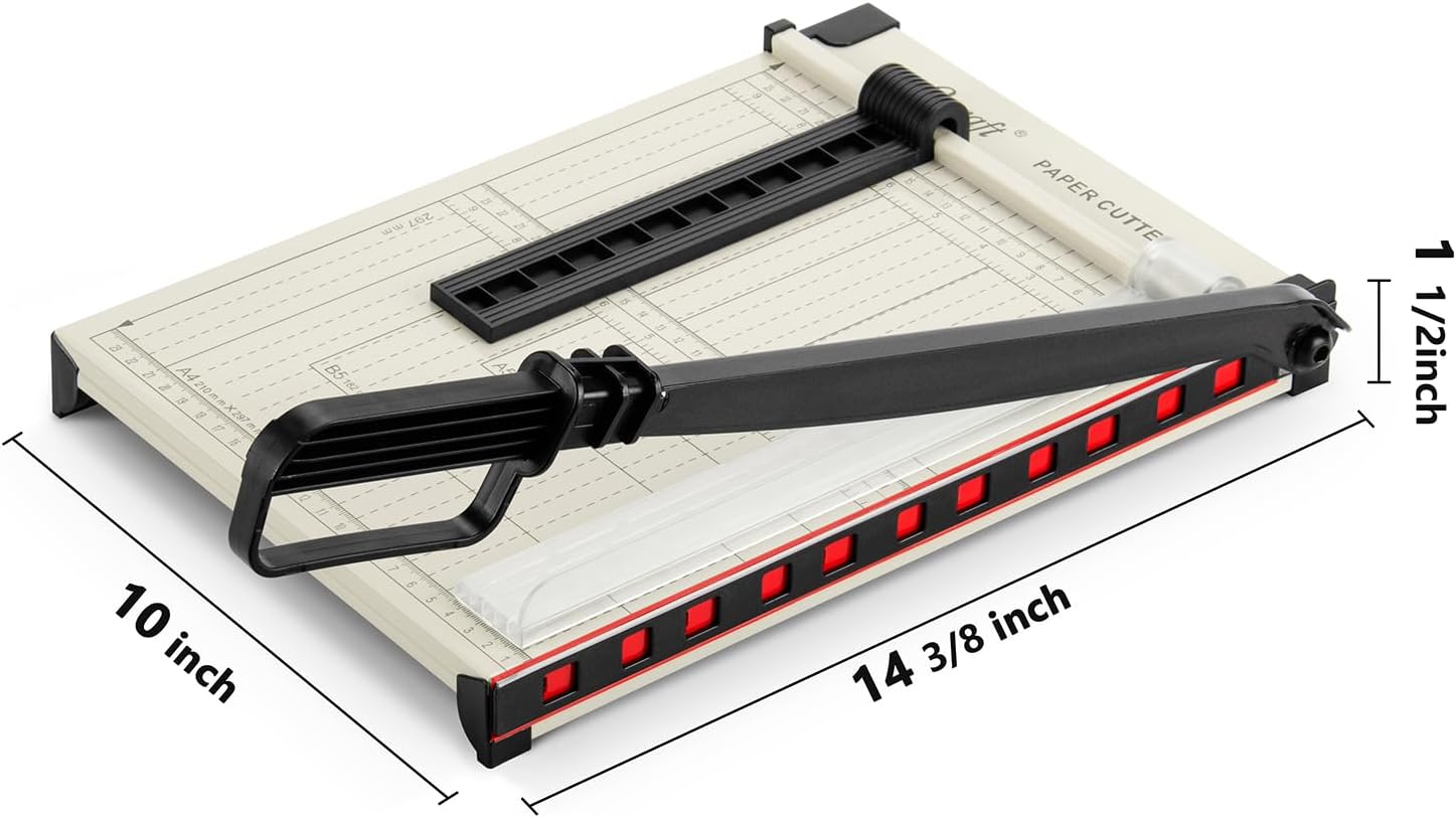 Ecraft 12" Guillotine Paper Cutter：Paper Trimmer Accurate Cutting with Safety Guard,15 Sheets Capacity,Magnetic Guide,Heavy Duty Metal Base, Perfect for Cardstock,Cardboard,Vinyl,Crafts & Photos