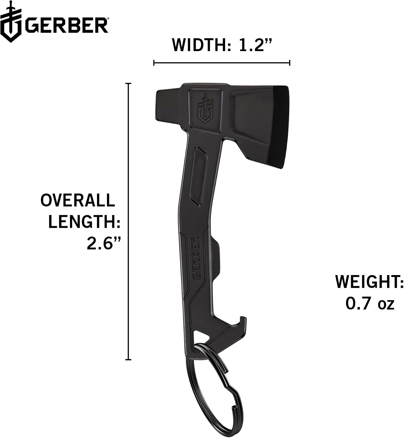 Gerber Gear Hatchet Keychain 3-in-1 Multitool, Clips to Pocket or Keychain with Bottle Opener, Flathead Driver, Package Opener, EDC Gear for Everyday Carry