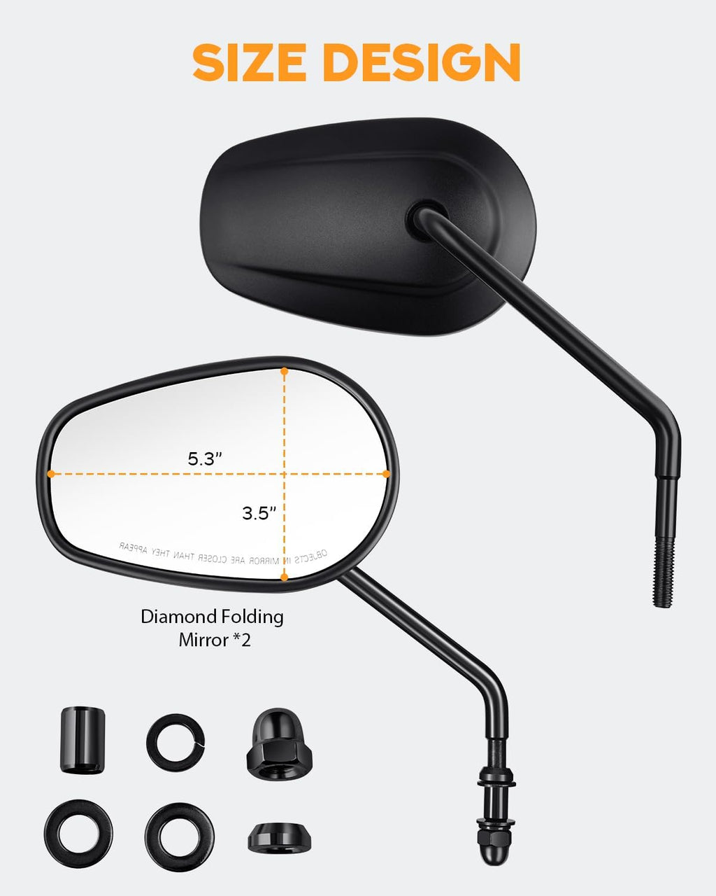 PBYMT M8 Rear View Side Mirrors Black motorcycle mirrors 360 Degree Adjustment rearview mirror Compatible with Harley Sportster Touring Dyna Softail Road King Street Glide 1982-2023