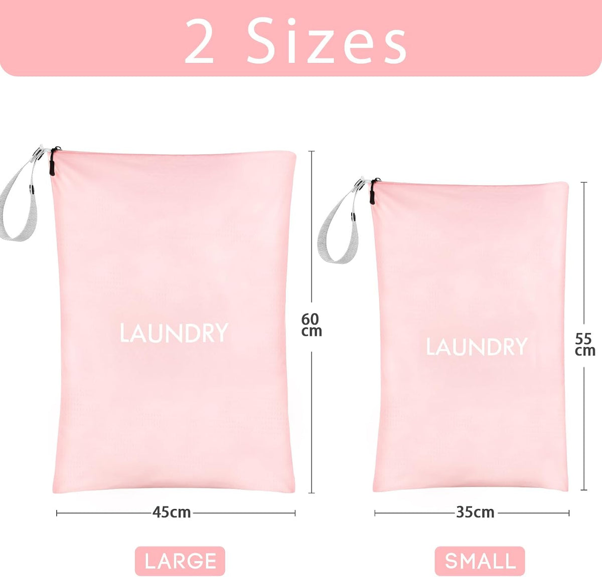 WiseBoy 2-Pack Travel Laundry Bags, Washable Wet Dry Bags for Gym