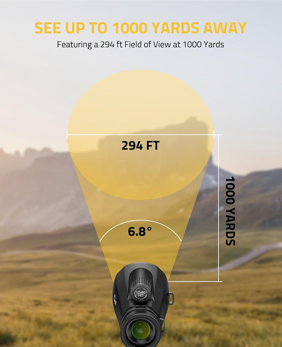 CVLIFE 12x60 Monoculars for Adults High Powered with Smartphone Adapter, BAK4 Prism FMC Lens, Tripod & Hand Strap Included, Monocular Telescope for Bird Watching Hiking Travel