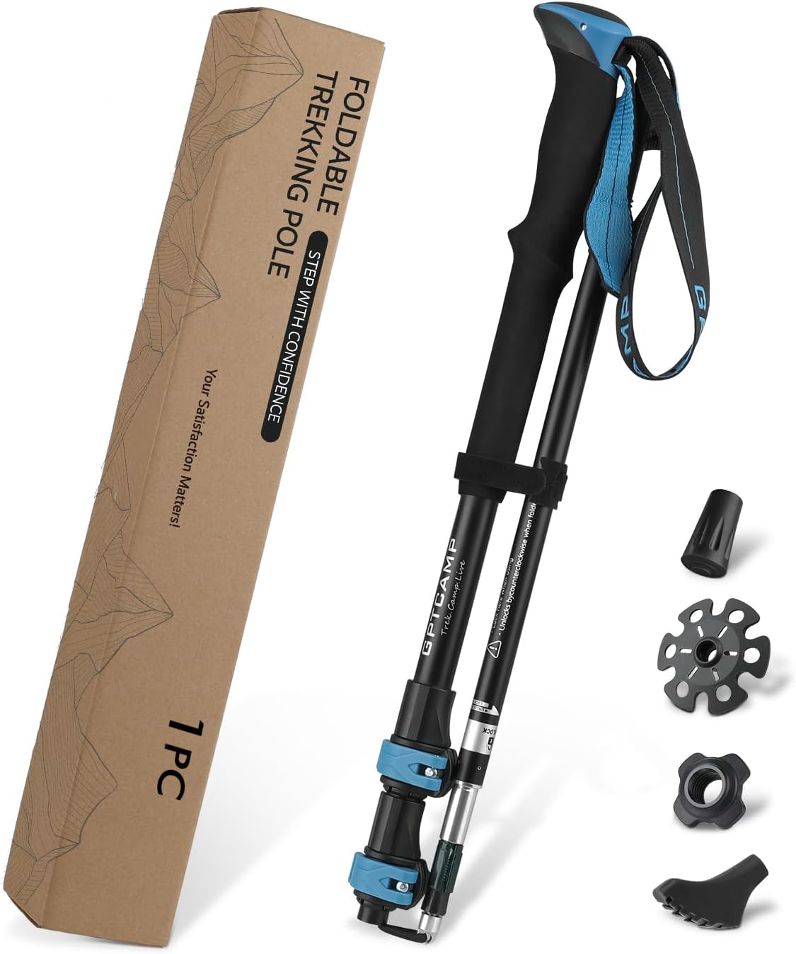 GPTCAMP Aluminum Collapsible Trekking Poles with EVA Grips