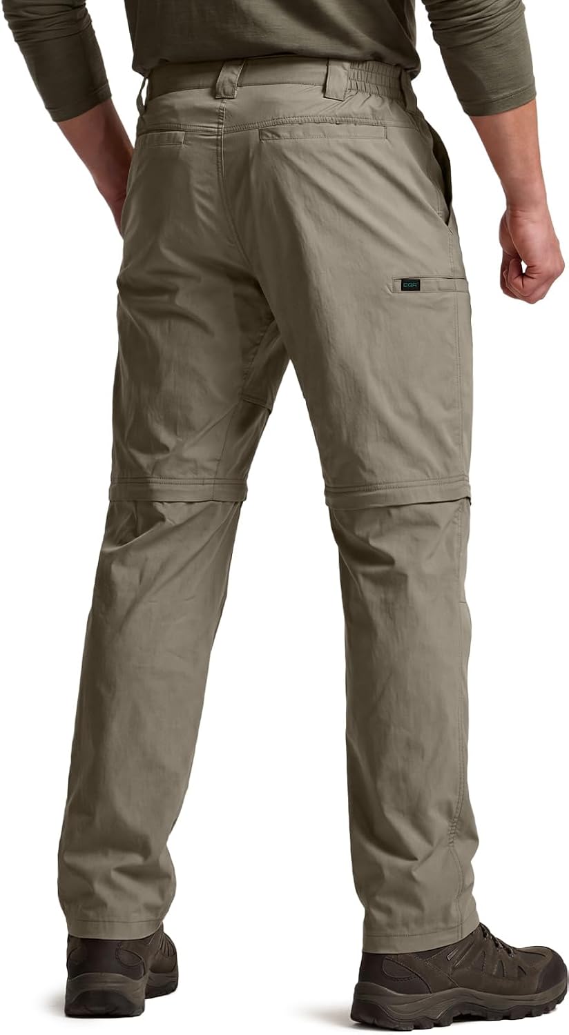 CQR Men's Convertible Cargo Tactical Pants, Water Resistant Outdoor Hiking Pants, Zip Off Lightweight Stretch Work Pants