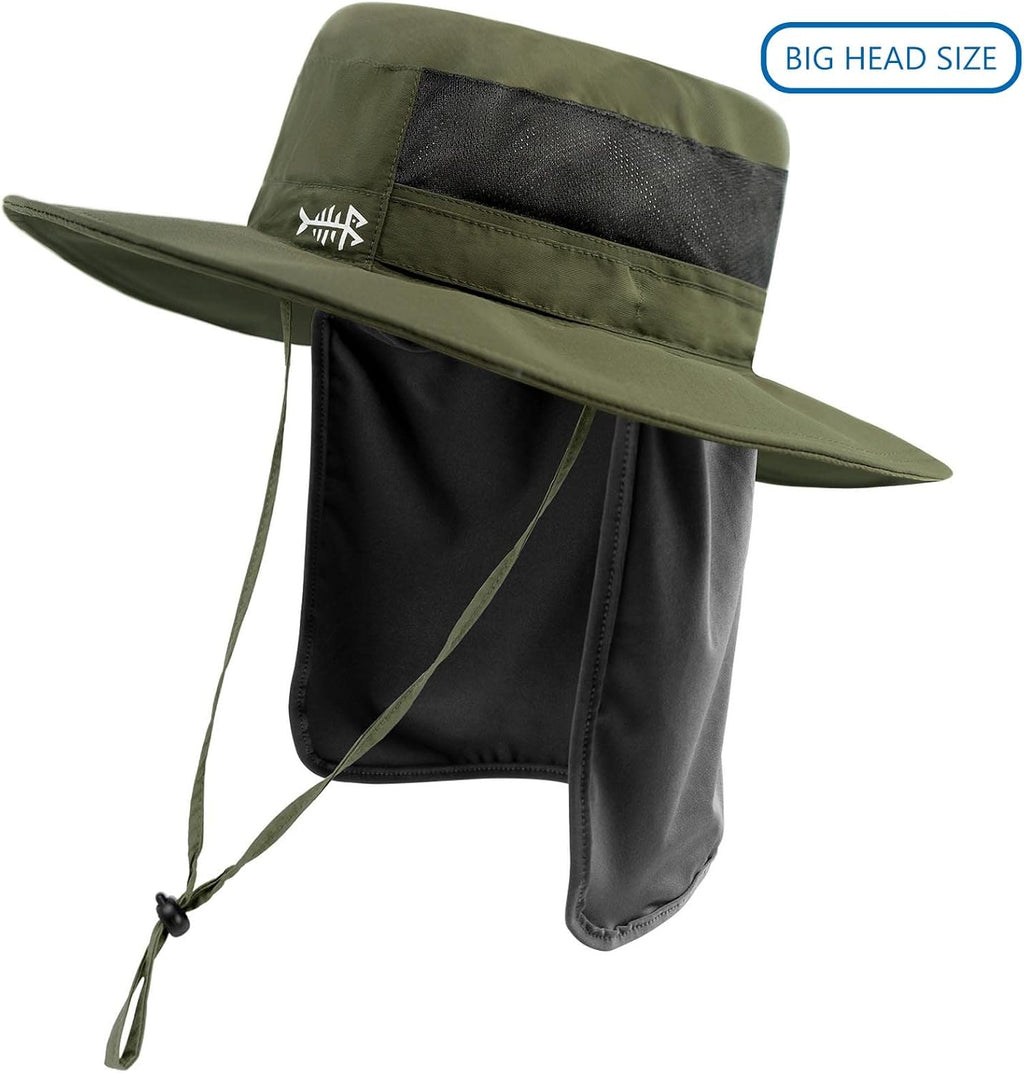BASSDASH UPF 50+ Sun Fishing Hat Water Resistant with Detachable Neck Flap