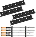 2-Set Horizontal Fishing Rod Holders Wall-Mounted Holds 12 Rods or Combos