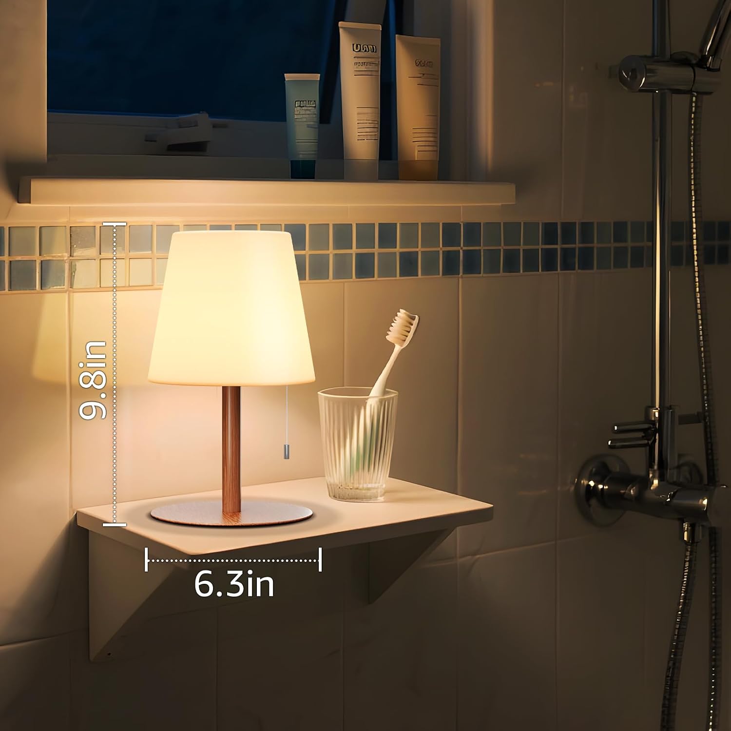 uuffoo Shower Lamp Rechargeable Cordless Light Waterproof for Bathroom Spa
