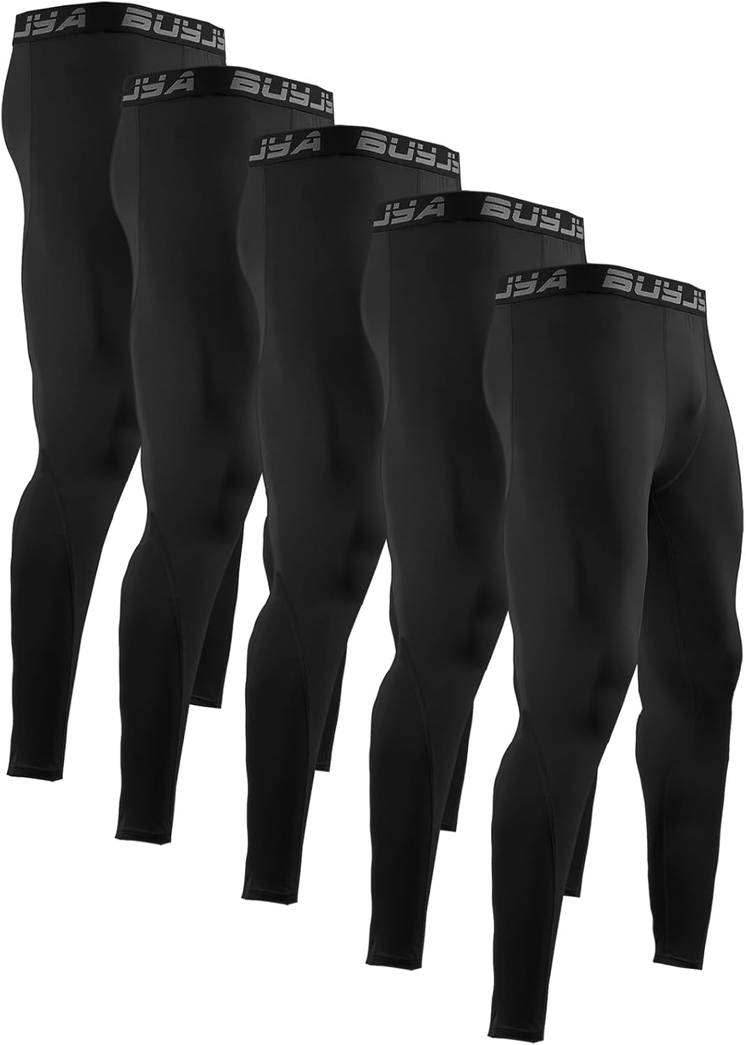 BUYJYA 3 or 5 Pack Men's Compression Pants Base Layer Tights Leggings