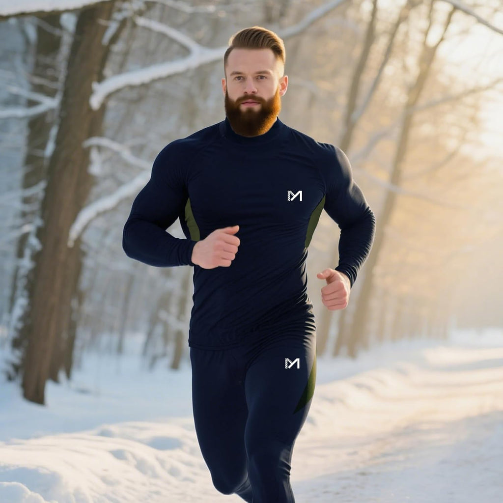 MEETYOO Thermal Underwear for Men, Winter Gear Long Johns Base Layer Top and Bottom Set for Skiing Running