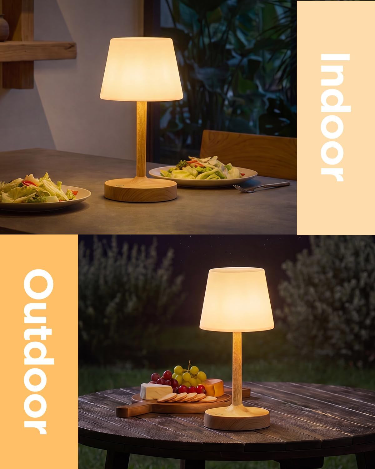 IP65 Waterproof Rechargeable Shower Lamp, Cordless Bathroom Touch Lamps