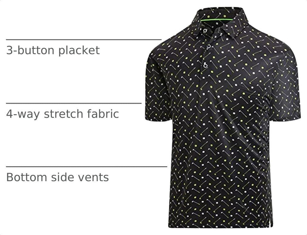 Hodaweisolp Golf Shirts for Men Dry Fit Print Short Sleeve Polo Shirt
