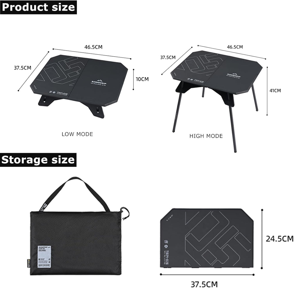 HZGAMER Folding Camp Table, 2 in1 Adjustable Height(16 inch/4 inch) Foldable Camping Desk, Outdoor Camping Table Picnic Table for Cooking, Beach, Hiking, Travel, Fishing, BBQ