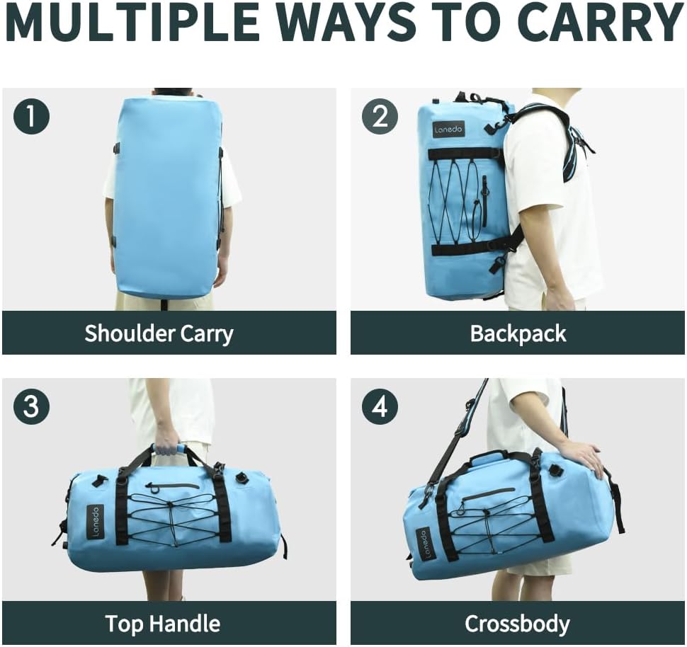 80L Dry Bag Large Waterproof Bag Roll-Top Heavy Duty Fishing Duffel Bag with Durable Straps & Handles for Kayaking Paddle boarding Boating Rafting Fishing