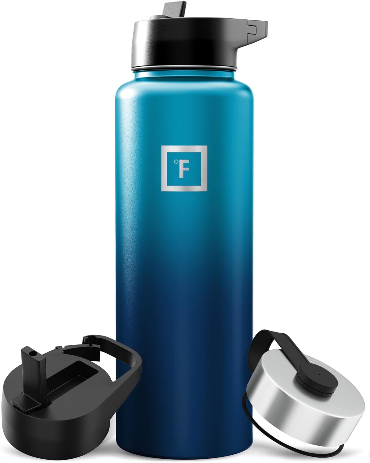 IRON °FLASK 40 oz Wide Mouth Water Bottle with 3 Lids