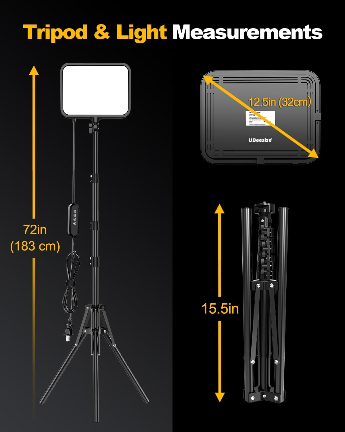 UBeesize 2-Pack LED Video Light Kit with Tripod Stand & Phone Holder