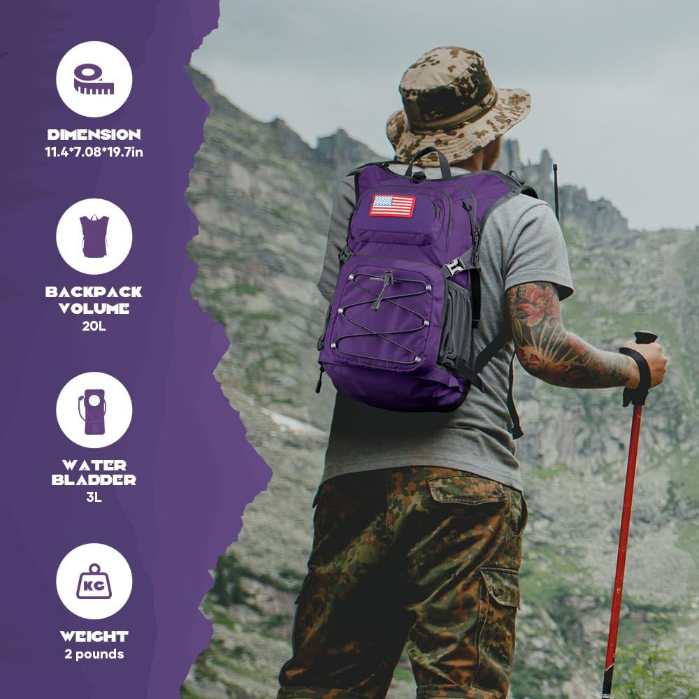Maelstrom Lightweight Hydration Hiking Backpack with 2L/3L Water Bladder