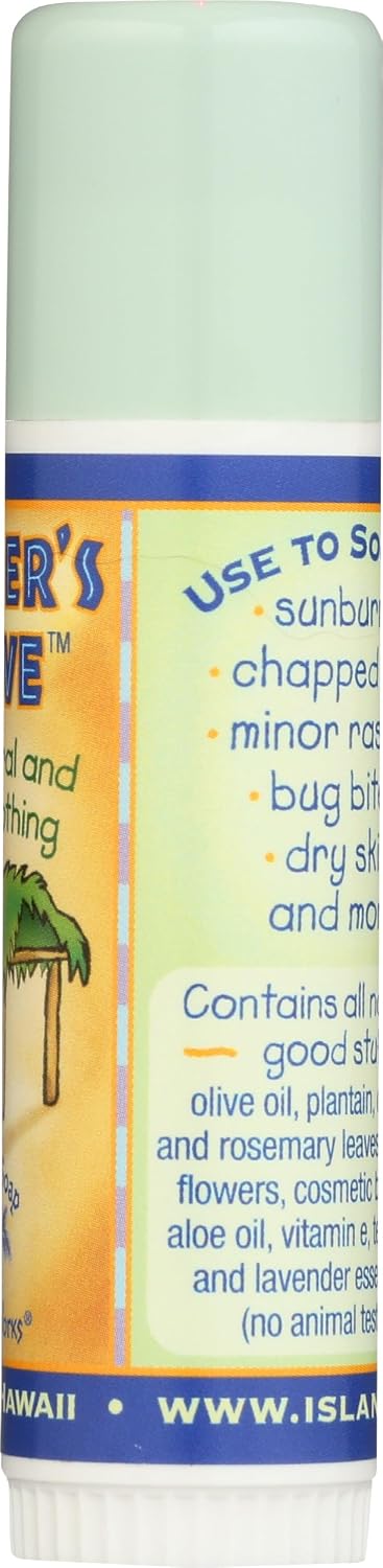 Island Soap & Candle Works Surfer’s Salve Stick – All Natural Outdoor Skin Recovery Balm – Anti Chafe Relief for Dry Skin, Sunburn, Windburn, Bug Bites & Chapped Lips – .5 Ounce – Handmade in Hawaii