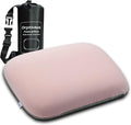Small Travel Camping Pillow, Double-Sided Fabric Pillow with Adjustable Buckle Strap & Storage Bag, Compact Small Pillow for Airplane, Car Lumbar, Office, Washable Cover, Sakura Pink
