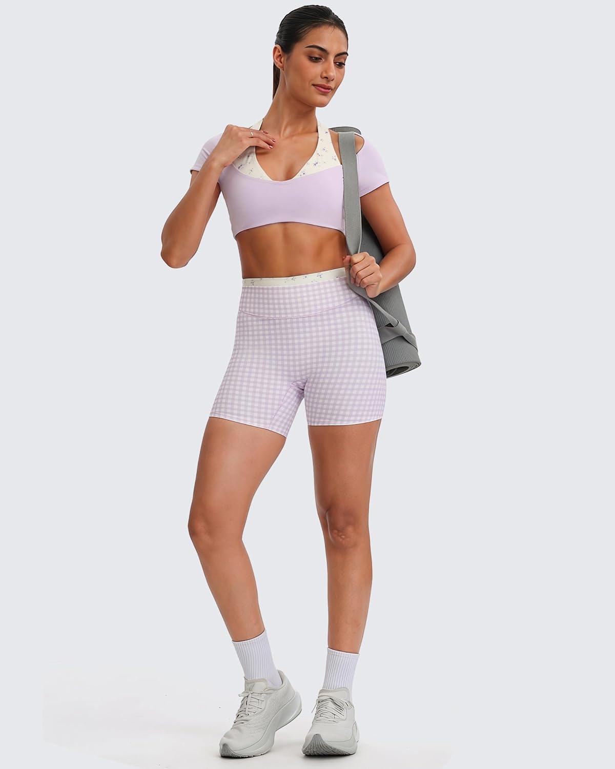 Aoxjox Dual Core Halter Short Sleeve Crop Top