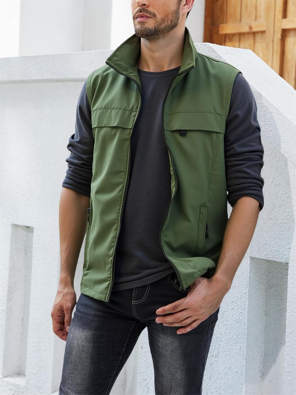 Men's Fishing Vest Utility Casual Lightweight Outdoor Vest Work Fish Photo Travel Sleeveless Jackets Vest