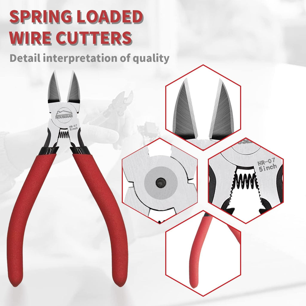 Wire Cutters 5 Pack, 5 Inch, Side Cutters, Flush Cut Pliers