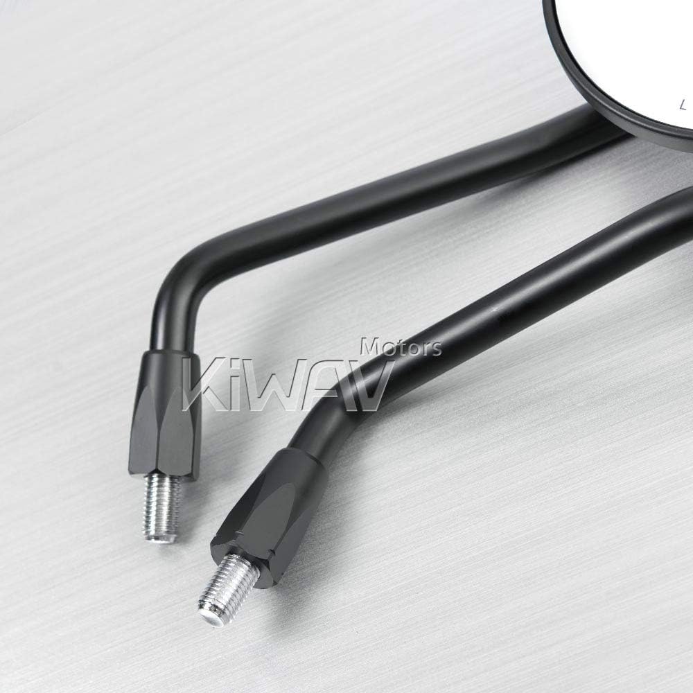 KiWAV Motorcycle Mirrors Eclipse 4 Inches Round Rear View Side Aluminum Convex M10 Standard & Reverse Threads Compatible for Yamaha Ducati Bikes Pack of a Pair