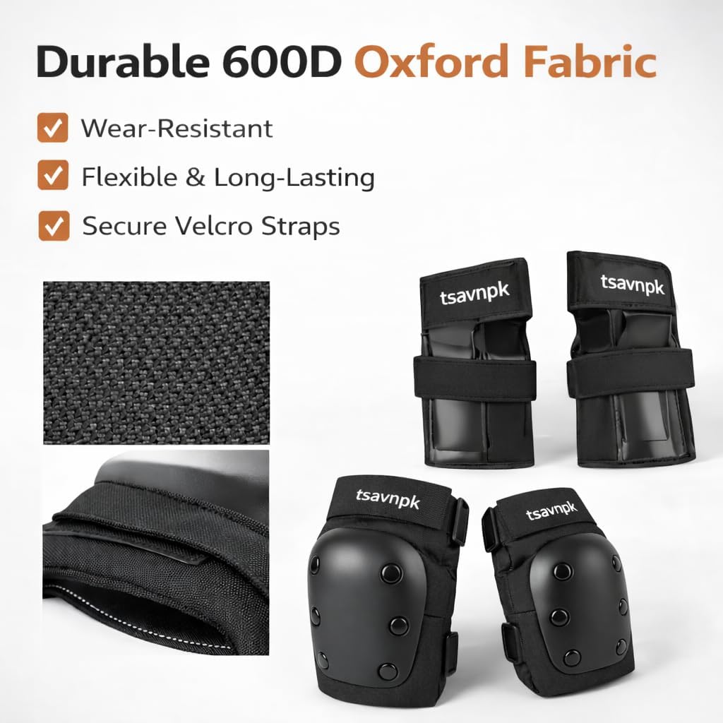 Adult Knee and Elbow Pads Set with Wrist Guards,Protective Gear for Skating