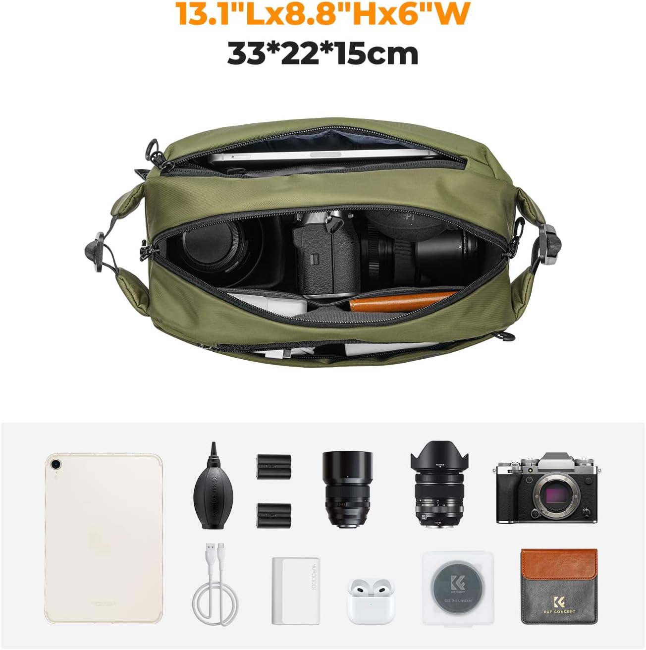 K&F CONCEPT 2 in 1 Camera Sling Bag, Everyday Shoulder Bag