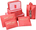 7 Set Packing Cubes Packing Organizers Travel Luggage Packing Organizers with Shoes Bag for Suitcase, Watermelon Red
