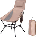 High Back Camping Chair with Pillow, 2-in-1 Height Adjustable, Heavy Duty