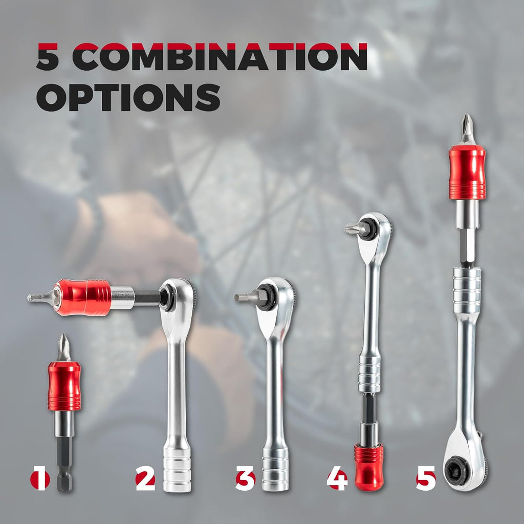ROCKBROS 14-in-1 Bike Tool Kit Portable Ratchet Wrench 10Bits 2 Tire Levers