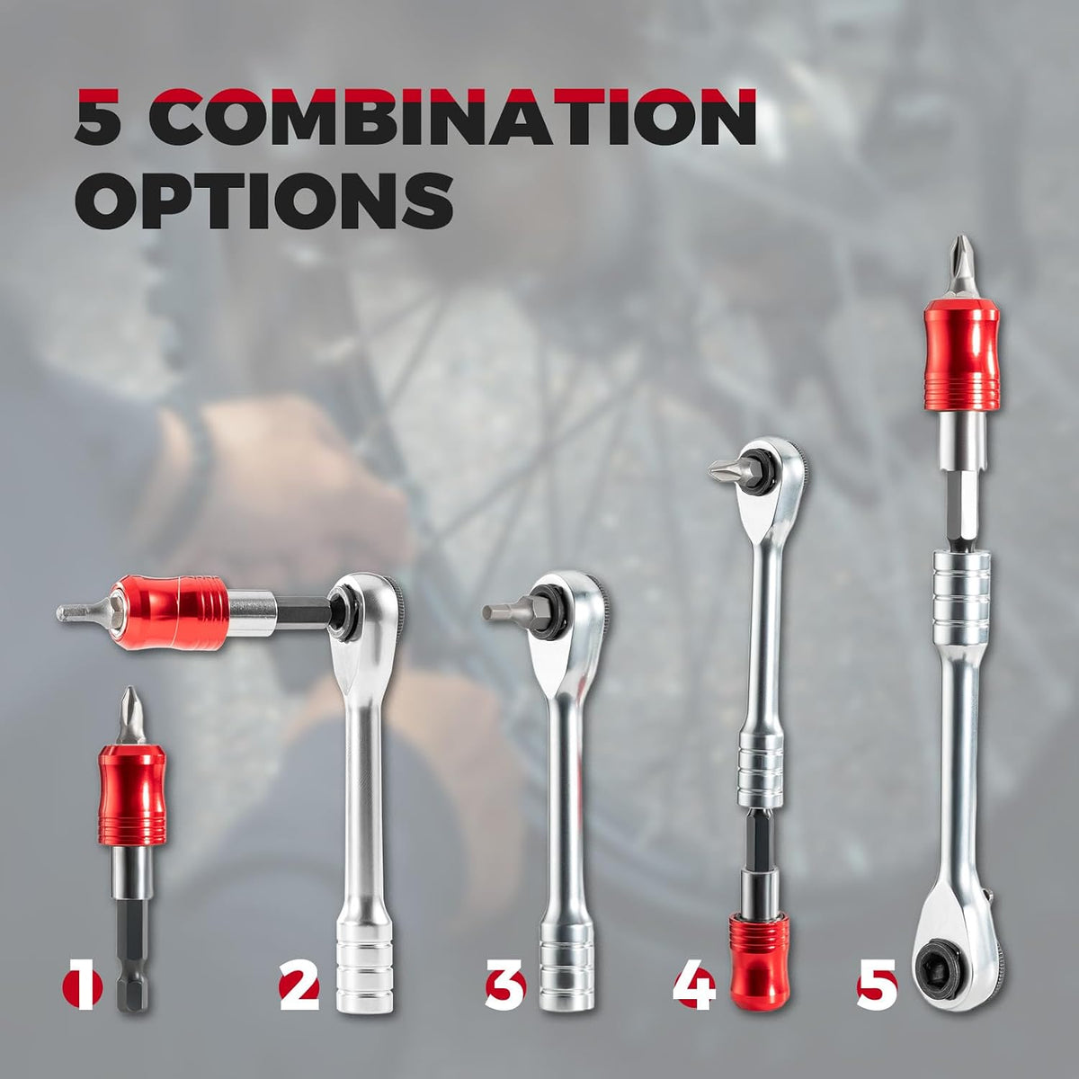 ROCKBROS 14-in-1 Bike Tool Kit Portable Ratchet Wrench 10Bits 2 Tire Levers