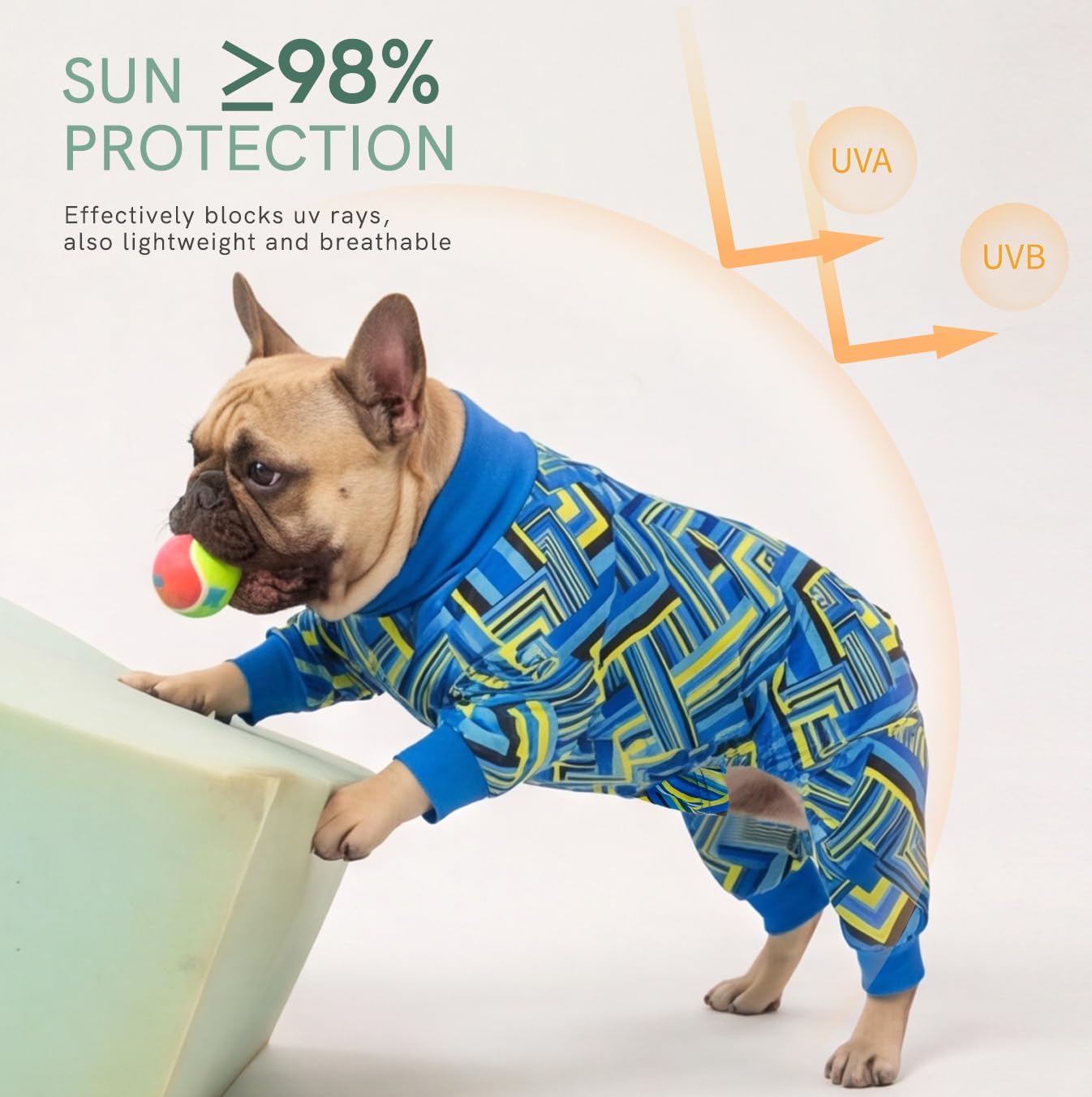 Dog Anxiety Relief Pajamas, Dog Sun Protection UV Shirt for Medium Small Large Dogs, Breathable UPF 50+ Pet Clothes for Outdoor, Travel, Beach Gear