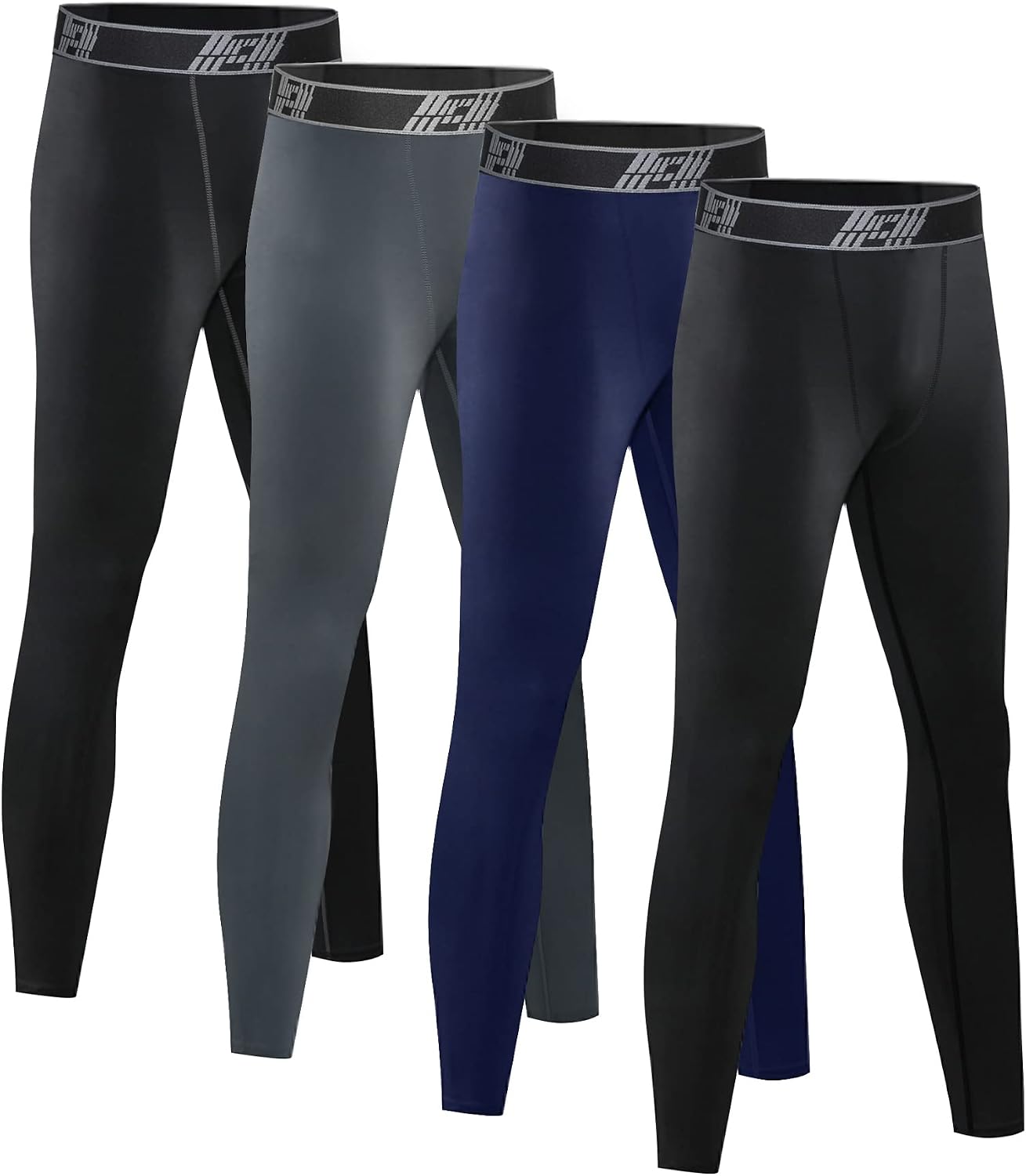 HOPLYNN 4 Pack Youth Boy's Compression Leggings Athletic Tight Pants