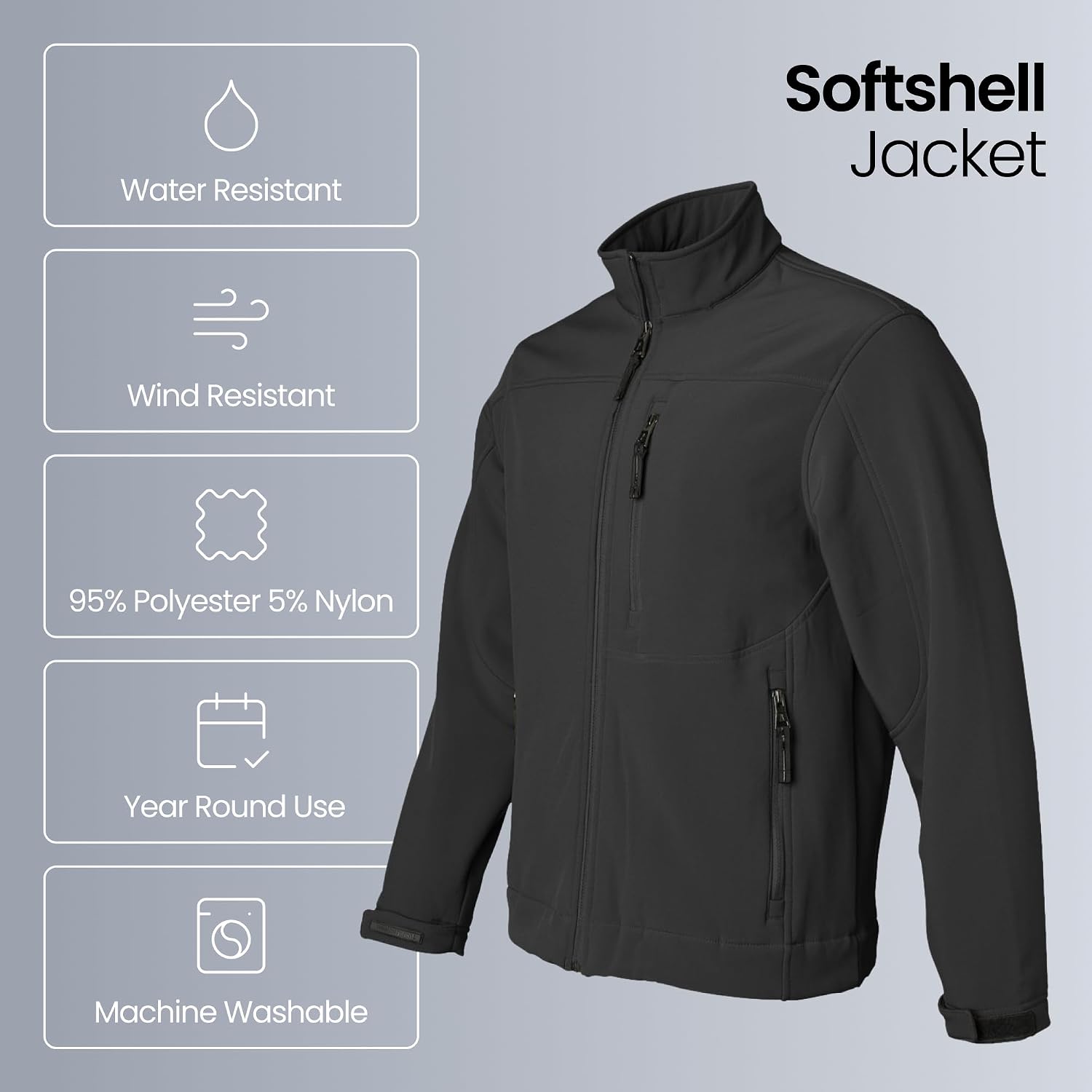 Weatherproof Men's Softshell Jacket – Wind & Water Resistant – Breathable, Lightweight Outdoor Coat