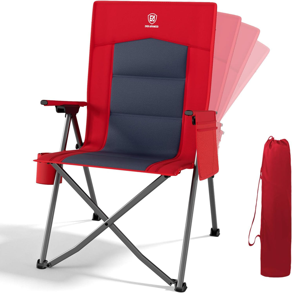 EVER ADVANCED Reclining Camping Chairs for Adult Supports 350lbs Pink