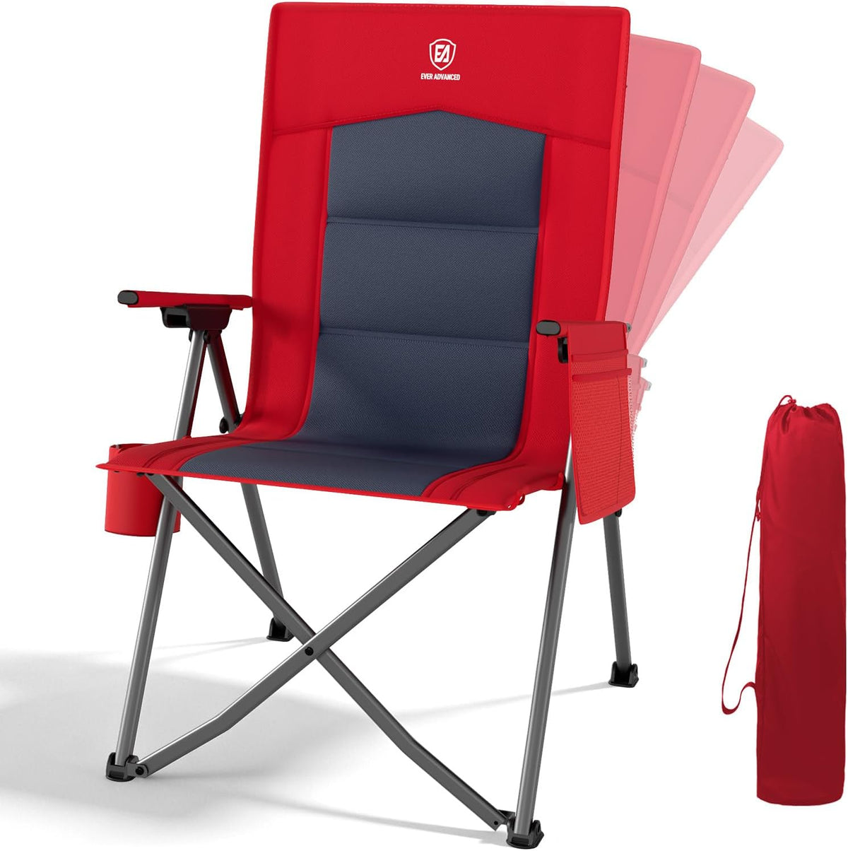 EVER ADVANCED Reclining Camping Chairs for Adult Supports 350lbs Pink