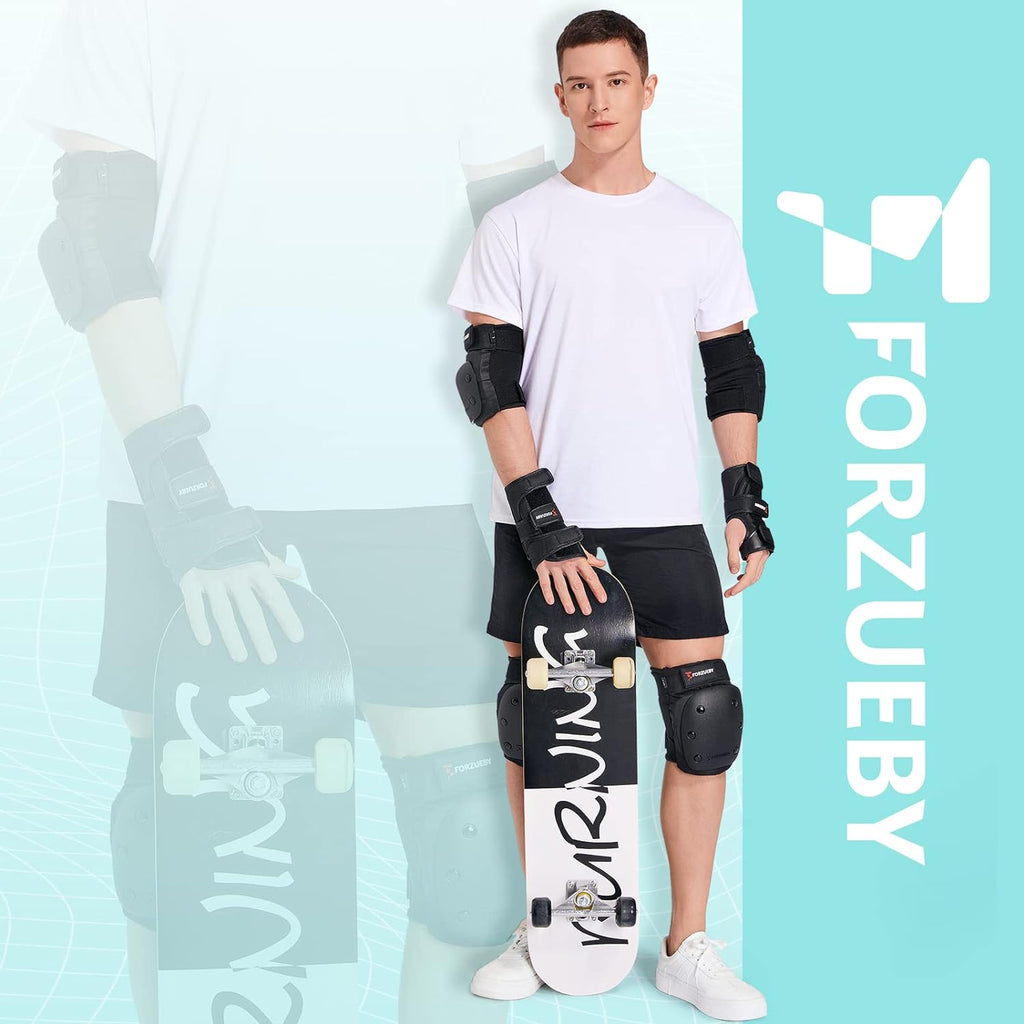 Adult&Kids Knee Pads Elbow Pads Wrist Guards 6 in 1 Protective Gear Set